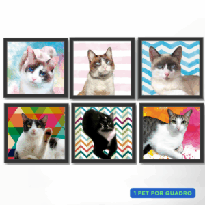 Kit com 6 quadros personalizados pet com moldura 20x20