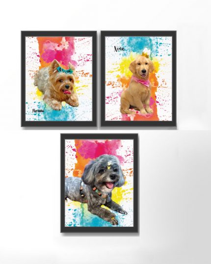 Kit com 3 quadros pet personalizados com moldura 20x30